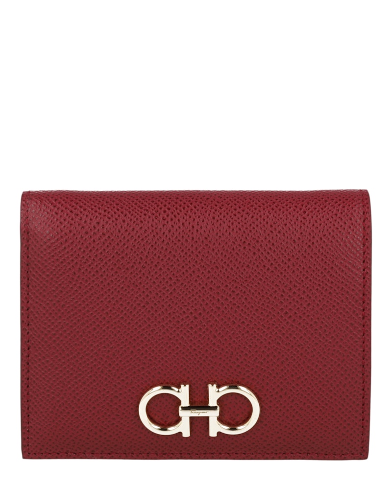 Ferragamo Gancini Compact Wallet Carmine in Leather - US