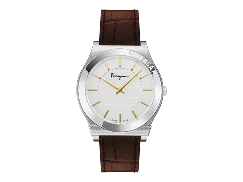 【FERRAGAMO】Gancini Leather Watch カーフレザー 28mm Ferragamo Gancini 28mm Stainless Steel Watch | Silver | FARFETCH