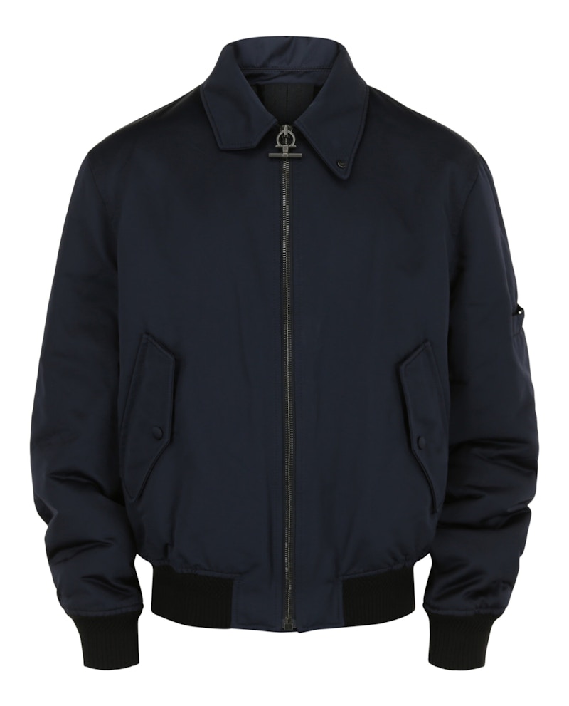 Ferragamo Gancini Padded Bomber Jacket Blue