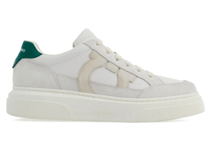 【Cremano❤︎ 】Ferragamo Ferragamo Gancini-Patch Calfskin Sneakers White Men's
