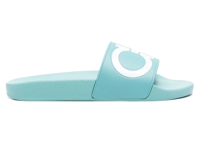 Pre-owned Ferragamo Ganciniprint Slides (women's) Sneakers In Blue