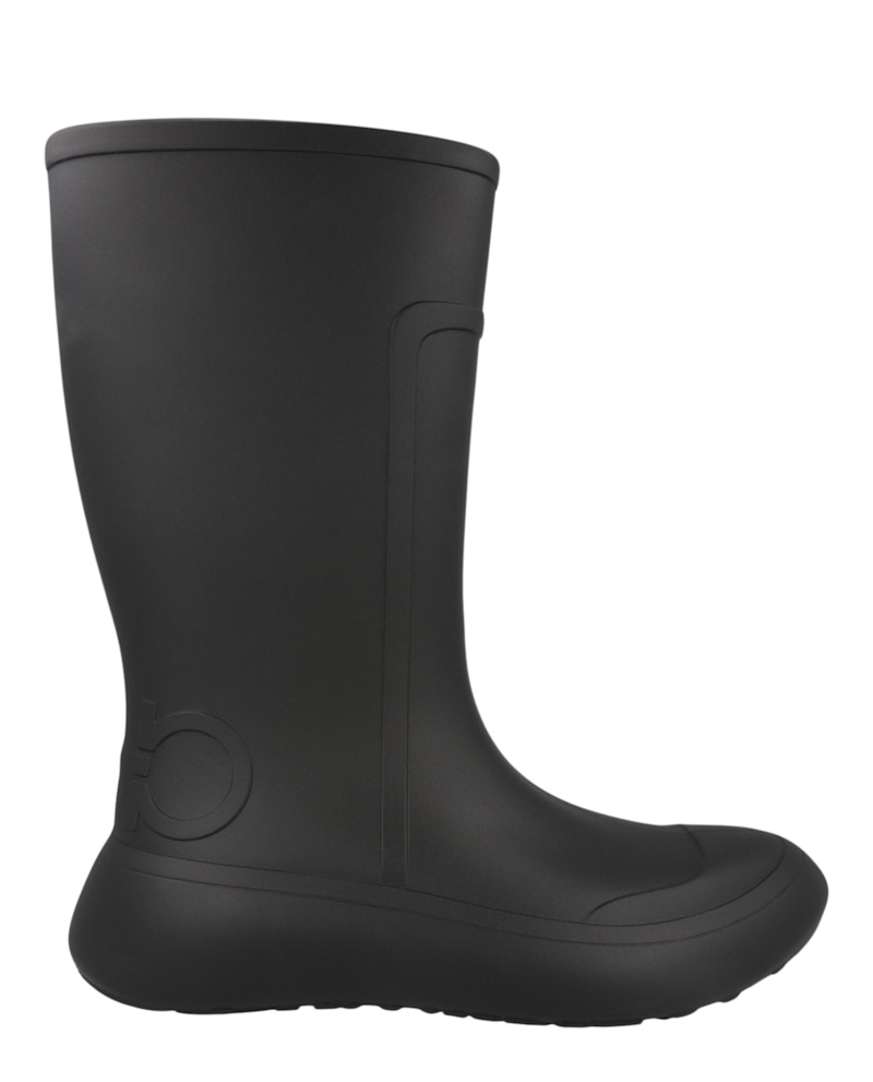Pre-owned Ferragamo Men's  Gancini Rainboots Sneakers In Black