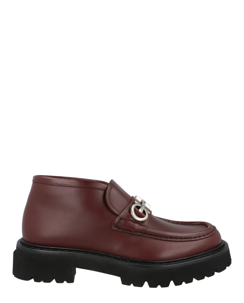 Pre-owned Ferragamo Men's Geffer 2 Gancini Ankle Boots Sneakers In Purple