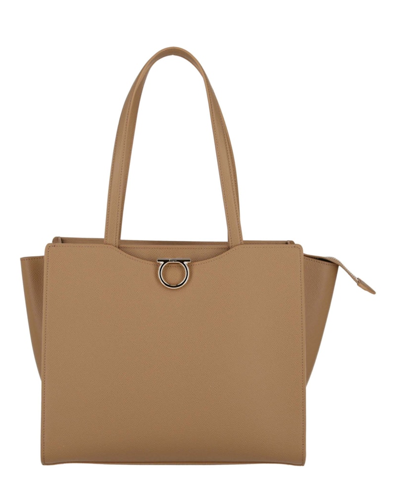 Pre-owned Ferragamo Women's Gemini Leather Shoulder Bag In Camel