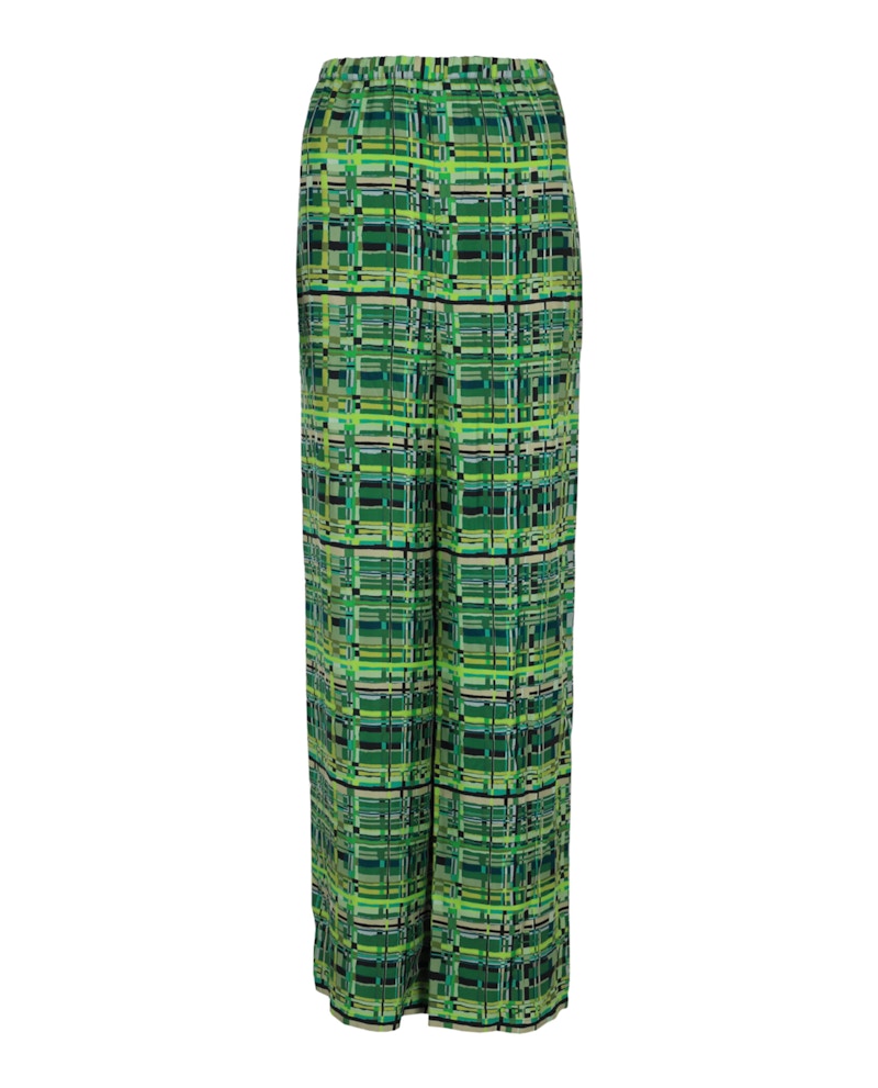 Pre-owned Ferragamo Women's  Geo Silk Wideleg Pants In Green