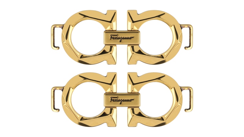Ferragamo Geometric Shoe Buckle Clips Dark Yellow