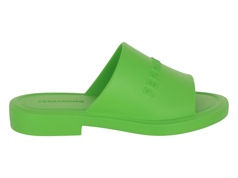Pre-owned Ferragamo Men's Giuneva Logo Embossed Slides Sneakers In Green