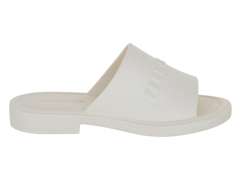 Pre-owned Ferragamo Men's Giuneva Logo Embossed Slides Sneakers In White