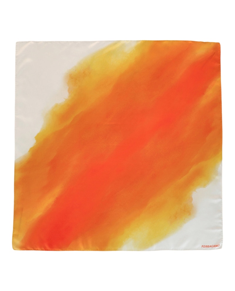 Pre-owned Ferragamo Women's  Gradient Tiedye Silk Bandeau In Orange