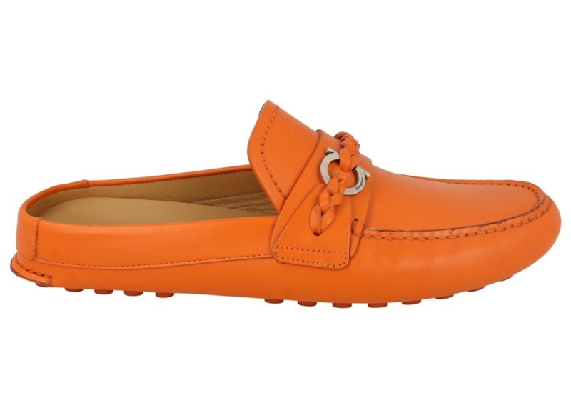 Men's Ferragamo Grand Leather Slides Sneakers in Orange
