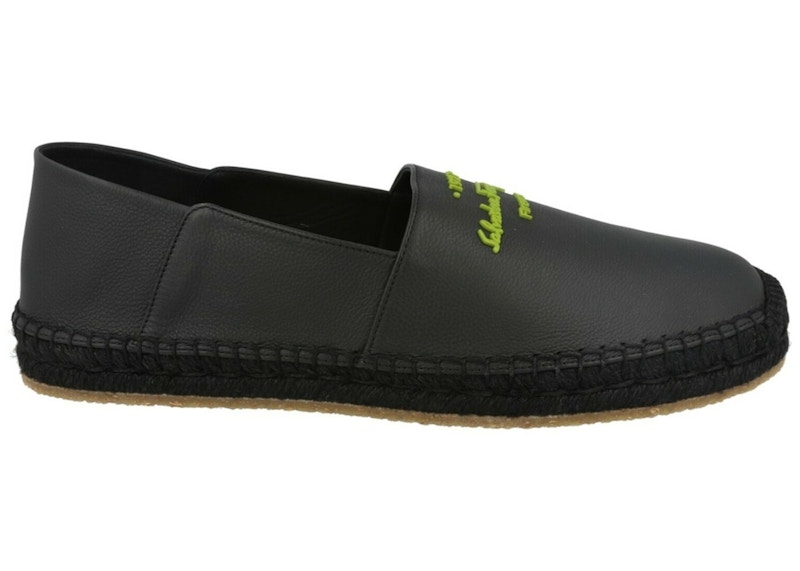 Men's Ferragamo Gus Leather Espadrilles Sneakers in Black