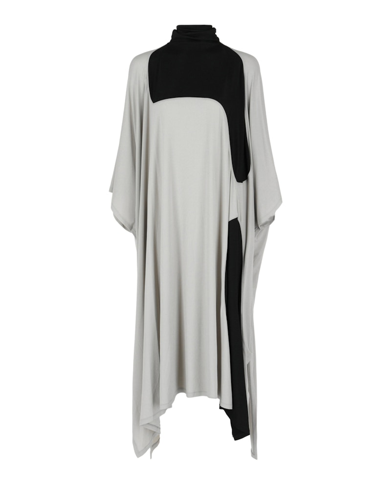 Ferragamo High Neck Kaftan With Sash Inlay Light Grey