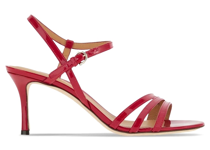 Pre-owned Ferragamo Highshine Finish 70mm Sandals (women's) Sneakers In Red