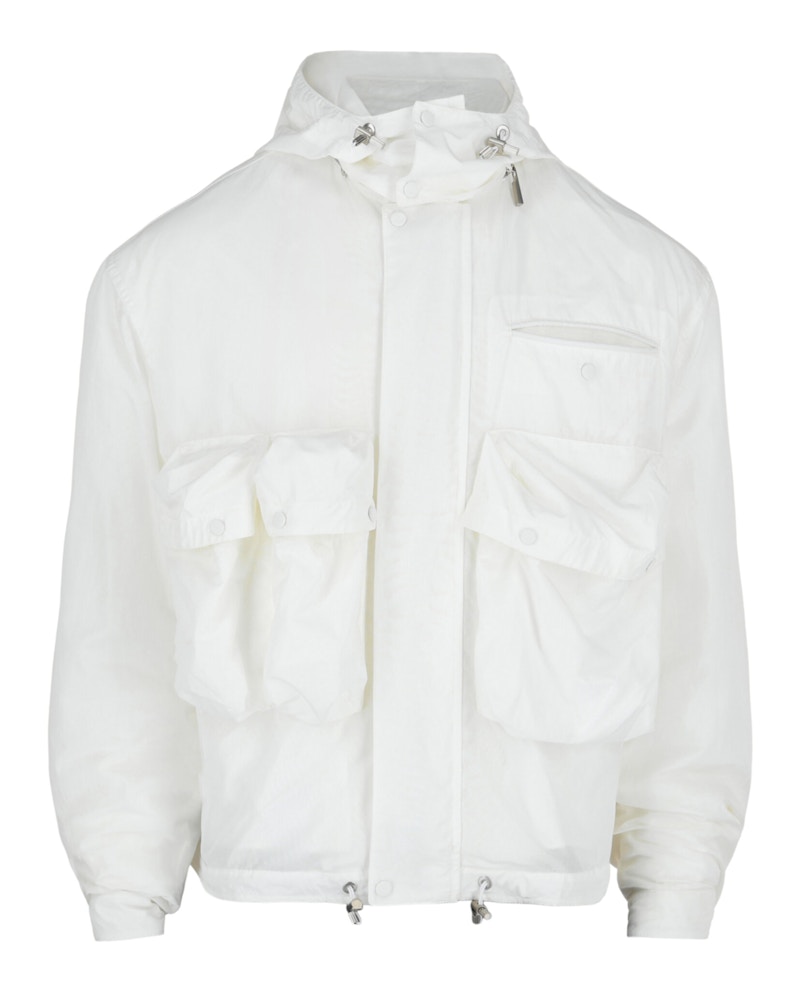 Pre-owned Ferragamo Men's Hooded Utility Jacket In White