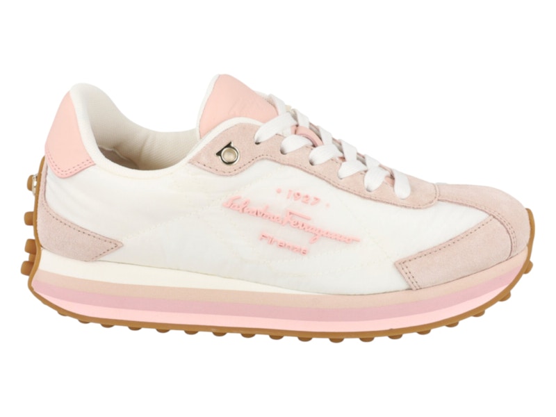 Pre-owned Ferragamo Iggy Mixed Media Sneakers (women's) In Pink