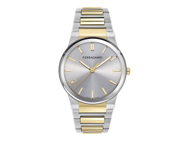 Pre-owned Ferragamo Men's Infinity Sapphire Sfst00424 Watch In Stainless Steel In Silver