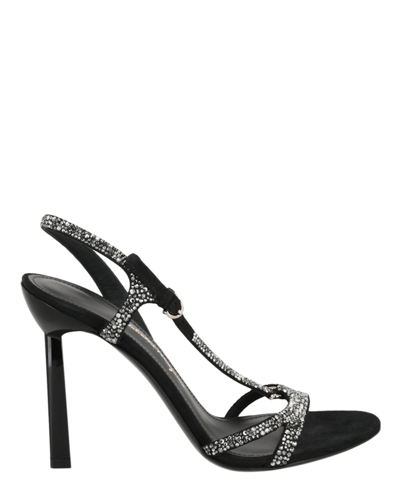 Pre-owned Ferragamo Jole X5 Crystal Embellished Heels (women's) Sneakers In Black