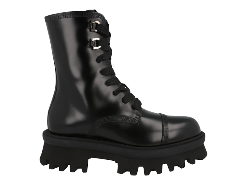 Ferragamo Kira Leather Combat Boots Black (Women's) 01F701
