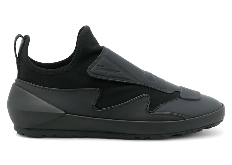 Pre-owned Ferragamo Leather Sock Style Sneakers (women's) In Black