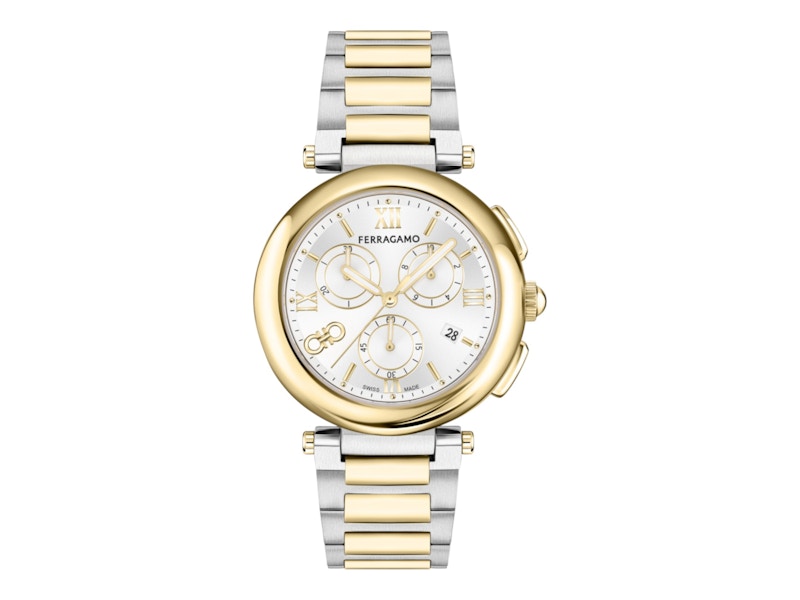 Pre-owned Ferragamo Women's  Legacy Chronograph Sfu200423 Watch In Stainless Steel In Silver