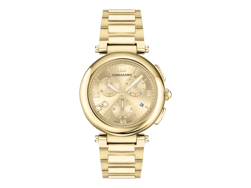 Pre-owned Ferragamo Women's  Legacy Chronograph Sfu200623 Watch In Stainless Steel In Silver