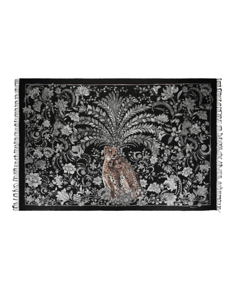 Ferragamo Leopard Baroque Print Thro Blanket Multi