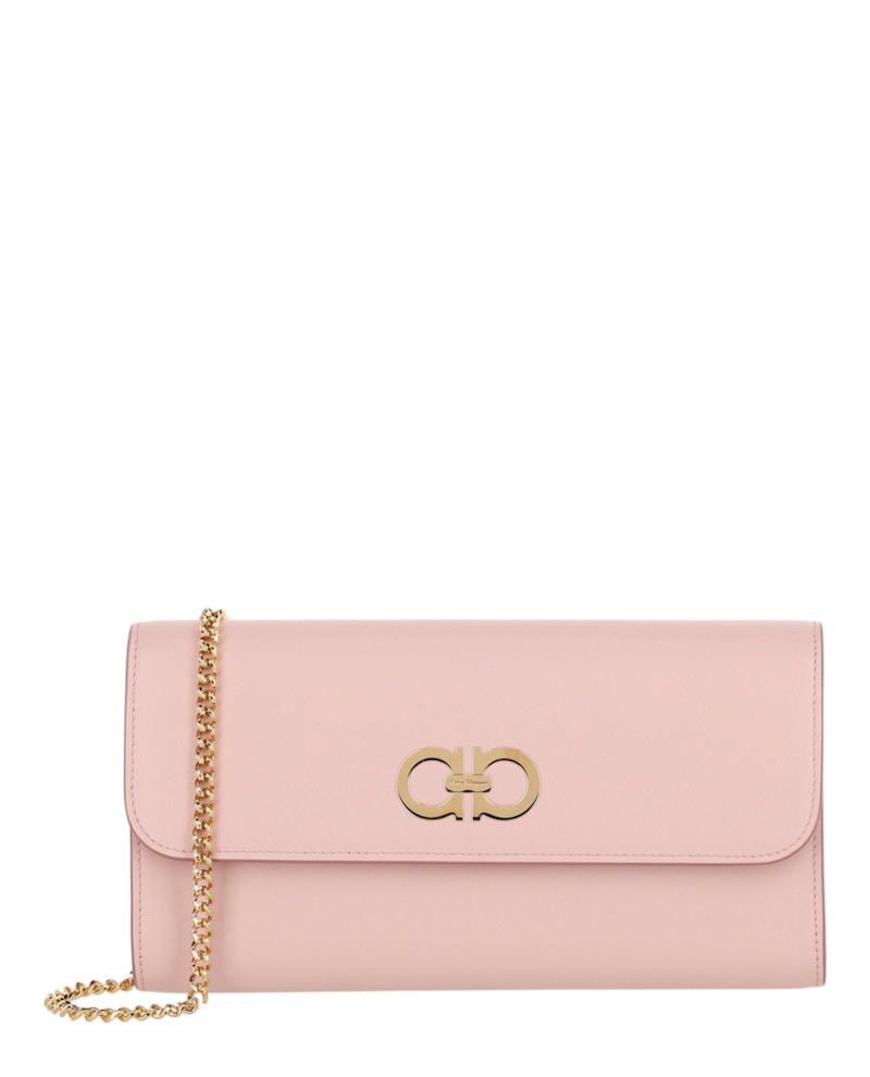 Pre-owned Ferragamo Women's  Liberty Gancini Clutch In Pink