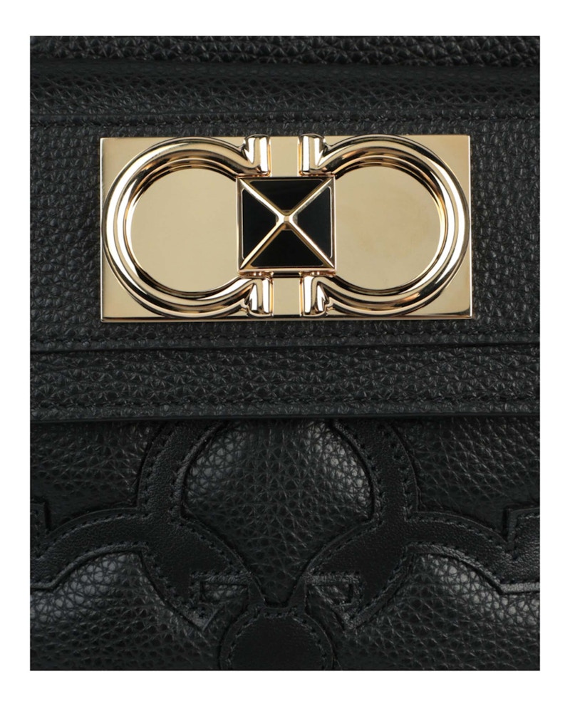 Ferragamo Logo Embossed Crossbody Black