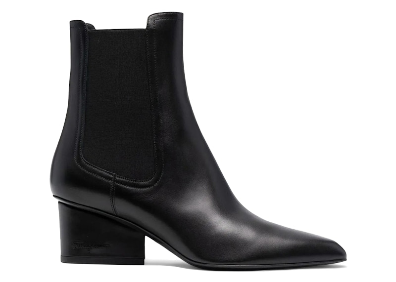 Pre-owned Ferragamo Logoembossed Heel Chelsea Boots (women's) Sneakers In Black