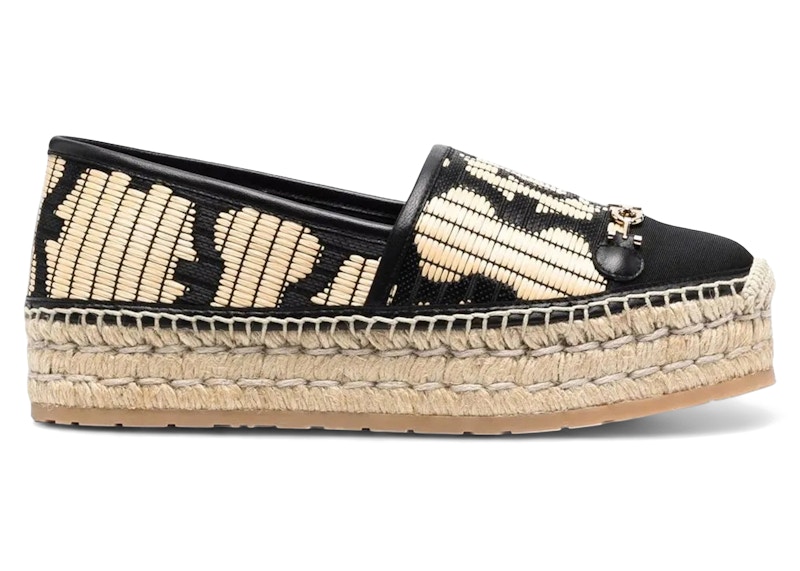 Pre-owned Ferragamo Logo Embroidered Espadrilles (women's) Sneakers In Black/beige In Multi