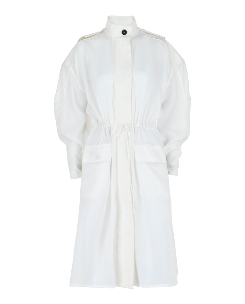 Pre-owned Ferragamo Women's Longsleeved Hooded Trench Coat In White