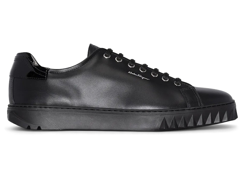 Ferragamo Low-Top Leather Sneakers Black Men's
