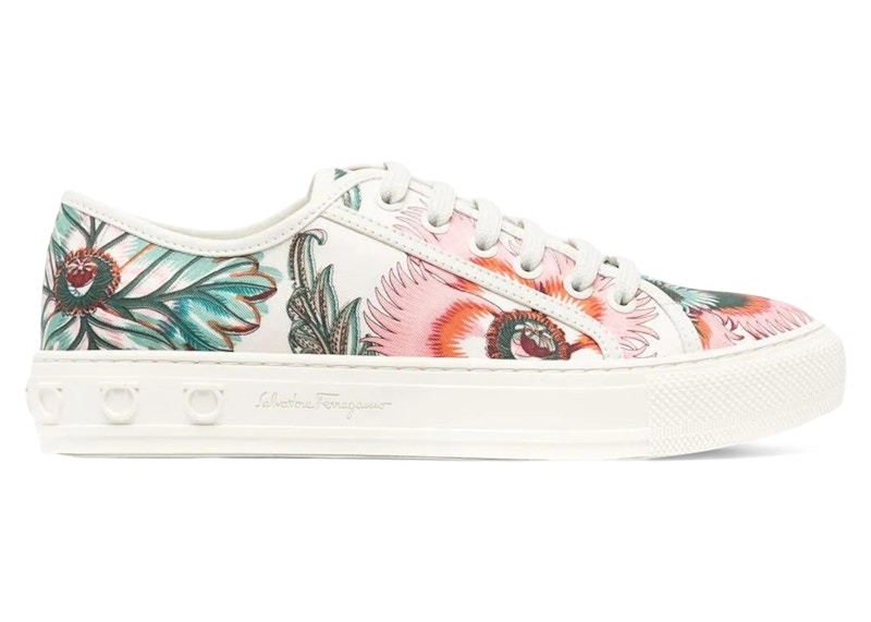 Pre-owned Ferragamo Lowtop Sneakers Papavero Print (women's) In Neutrals