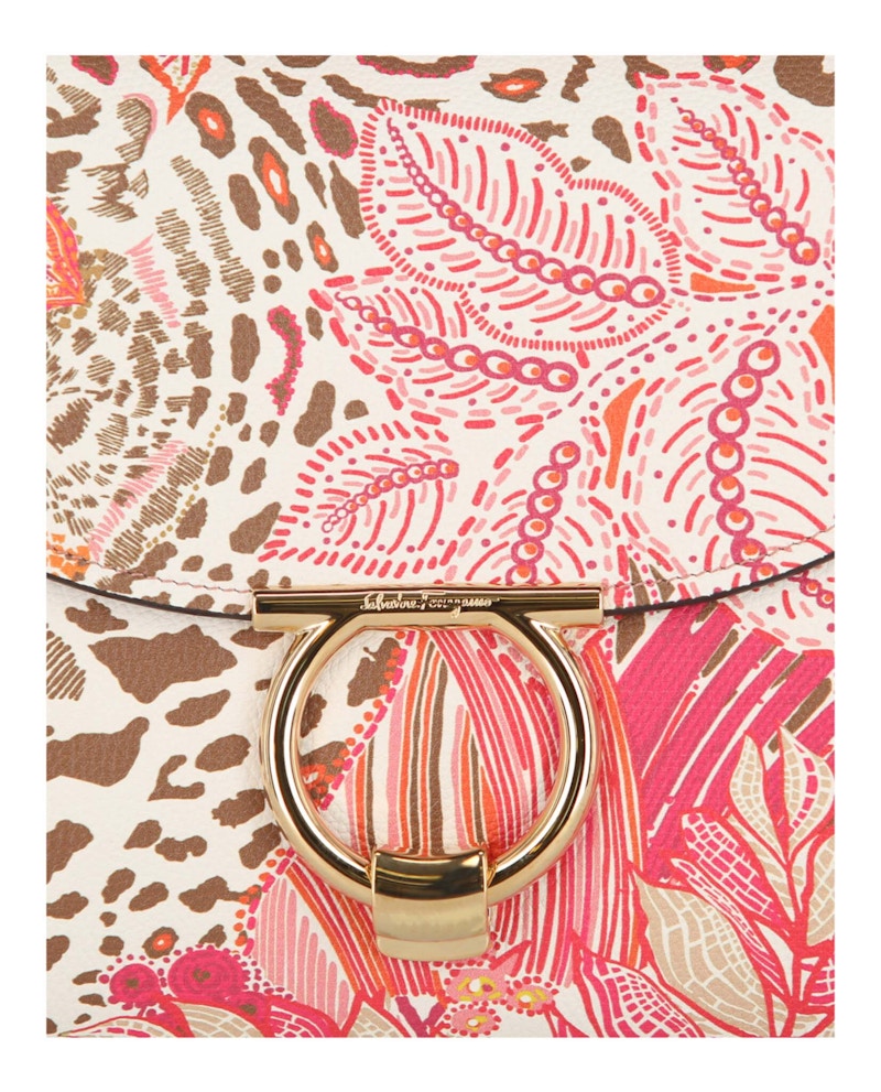 Ferragamo Margot Gancio Plant-Print Shoulder Bag Multi