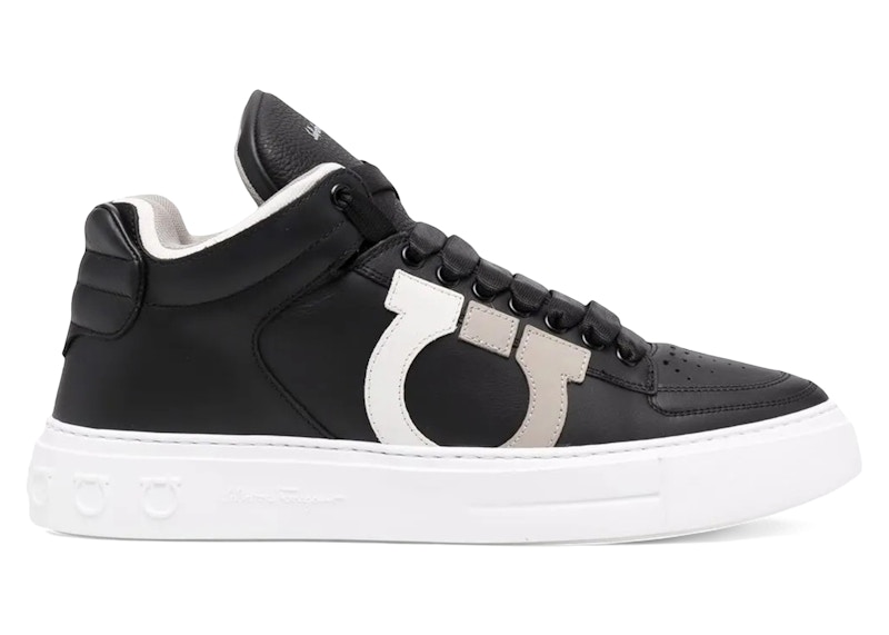 『SALE!』【フェラガモ】ランニングブラックトレーナー New Salvatore Ferragamo Borg Low Men Sneakers Leather Black