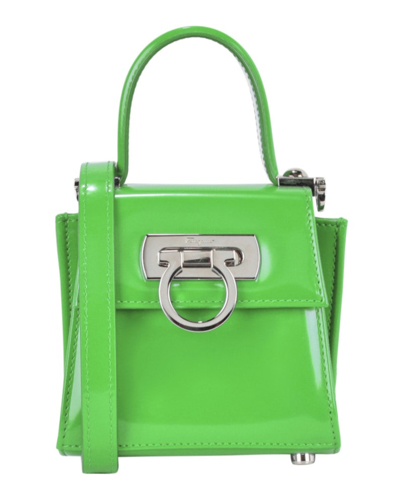 Pre-owned Ferragamo Women's  Micro Iconic Top Handle In Green