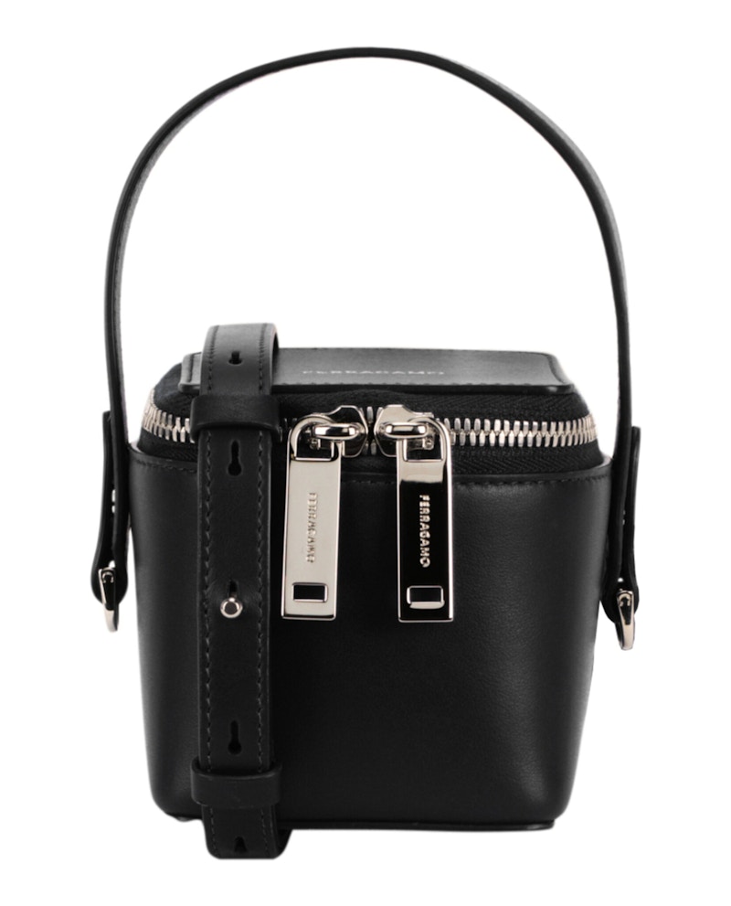 Ferragamo Micro Zip-Around Shoulder Bag Black in Leather - US