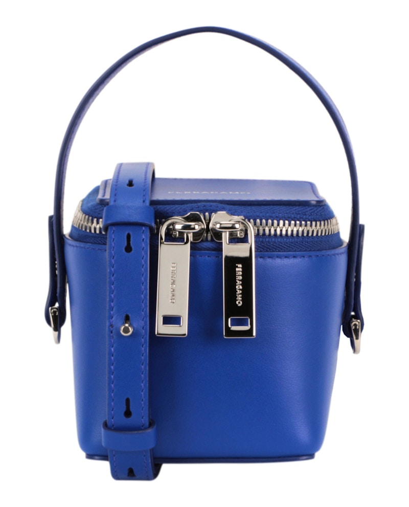 Ferragamo Micro Zip-Around Shoulder Bag Blue in Leather - US