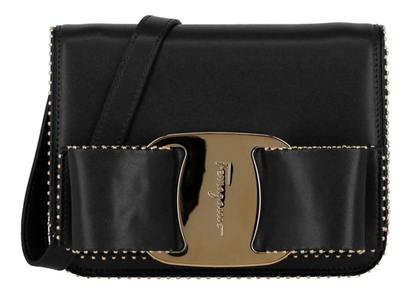 Pre-owned Ferragamo Women's Mini Vara Bow Crossbody In Black