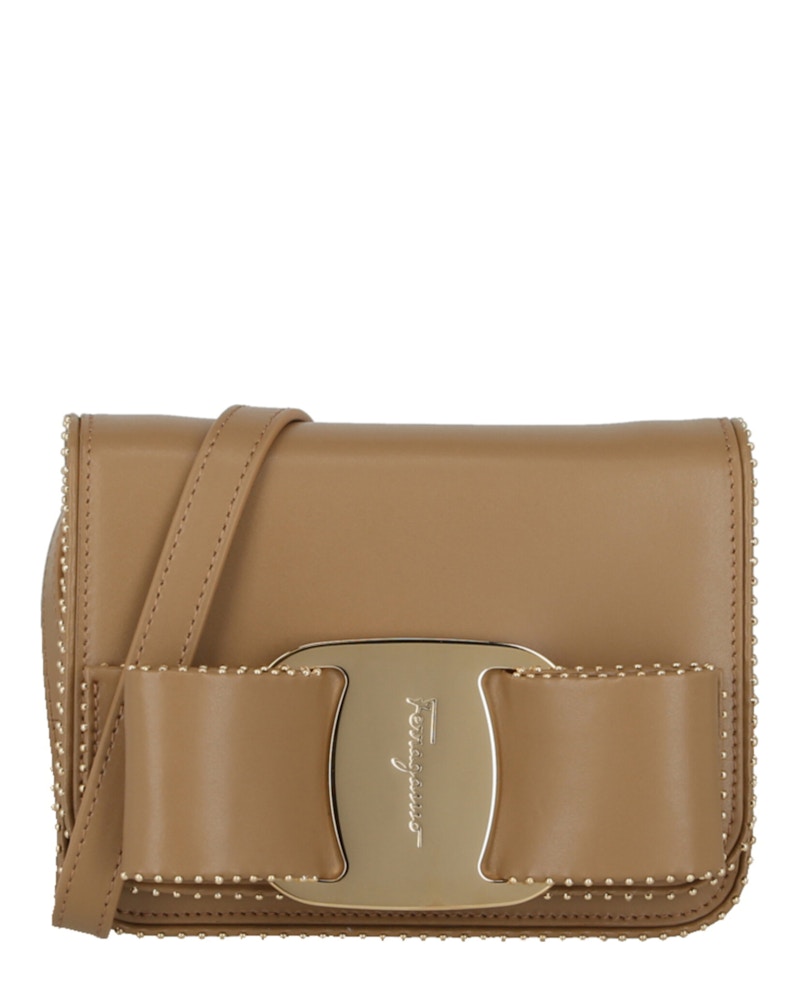 Pre-owned Ferragamo Women's  Mini Vara Bow Crossbody In Camel In Brown
