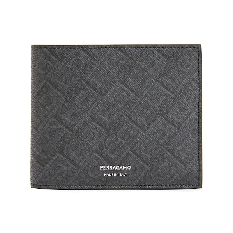 Ferragamo Monogram Short Wallet Charcoal