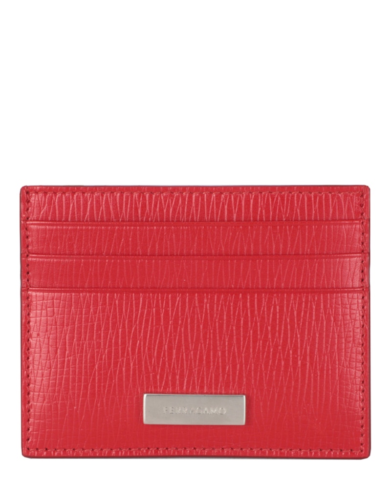 Ferragamo New Revival Leather Card Case Red