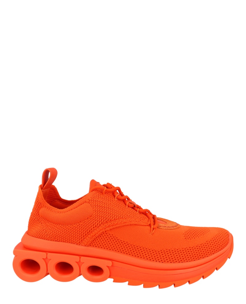 Pre-owned Ferragamo Men's Nima Knit Sneakers In Orange