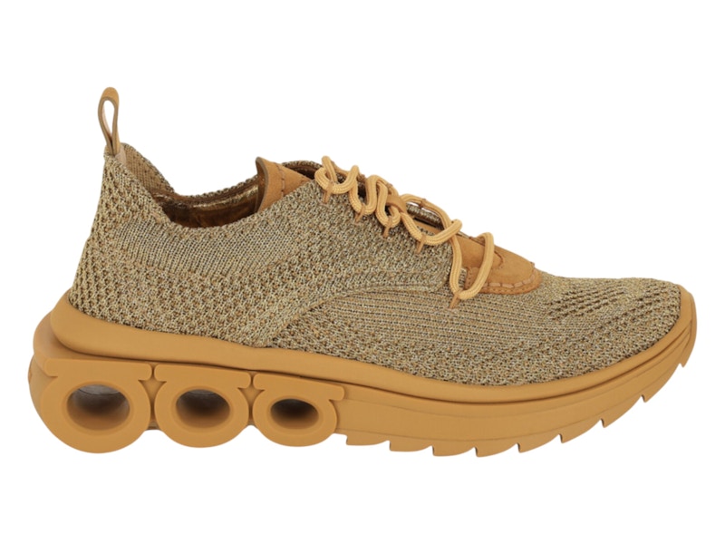 Pre-owned Ferragamo Men's Nima Metallic Knit Sneakers In Brown