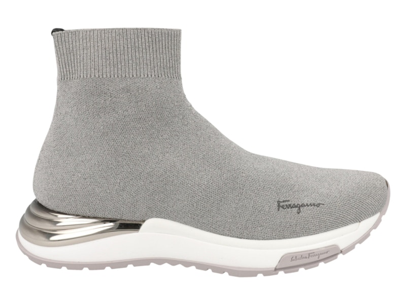 Pre-owned Ferragamo Ninette Hightop Sock Sneakers (women's) In Grey In Gray