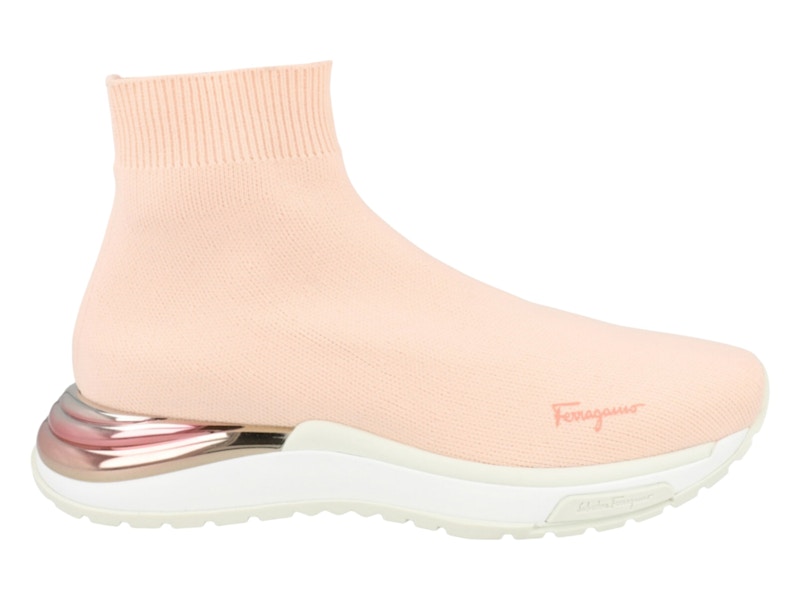Pre-owned Ferragamo Ninette Hightop Sock Sneakers (women's) In Pink