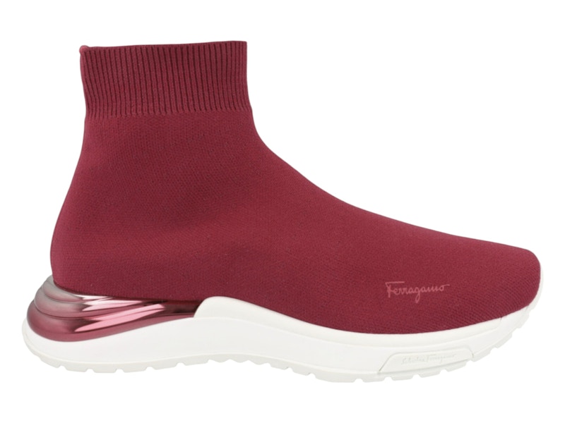 Pre-owned Ferragamo Ninette Hightop Sock Sneakers (women's) In Red