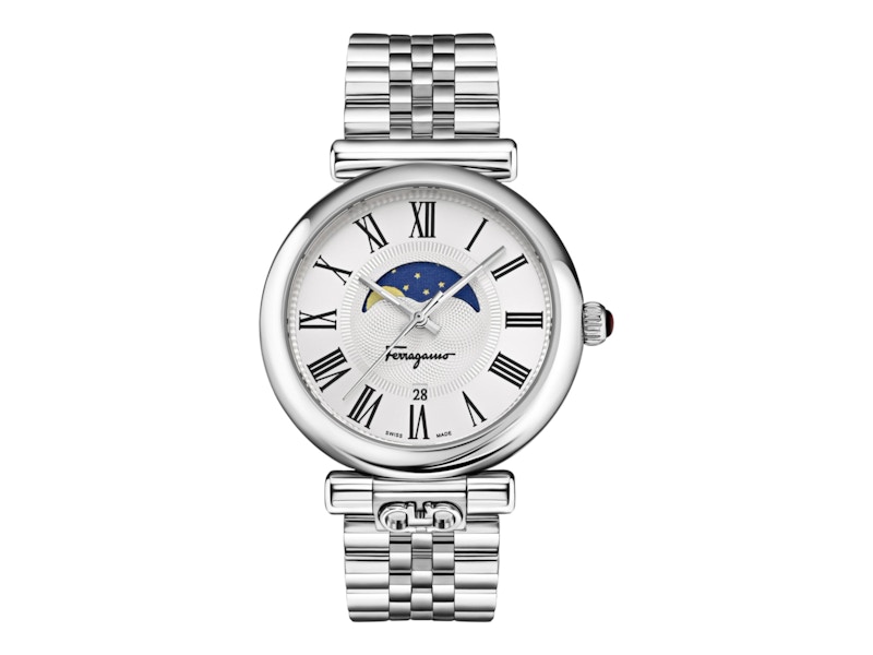 Pre-owned Ferragamo Women's Ora Moonphase Sfuw00322 Watch In Stainless Steel