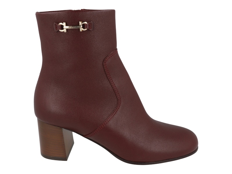 Pre-owned Ferragamo Otello Leather Booties (women's) Sneakers In Nebbiolo