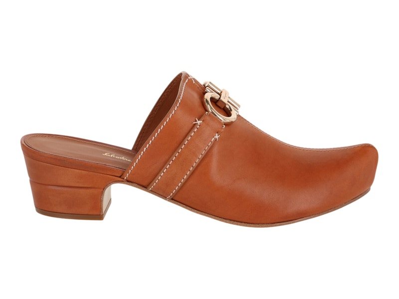 FERRAGAMO Pre-owned Phobos Leather Mules (women's) Sneakers In Brown